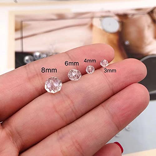 Jmassyang 8mm Briolette Rondelle Faceted AB Crystal Glass Beads for Jewelry Making Bracelets Necklaces Earrings (Clear AB, 250pcs) - color: Clear AB, size: 6x8mm