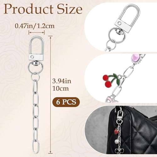 Hzopcw 6pcs Keychain Making Kit, Silver Key Ring Swivel Snap Hook Chains, Alloy Extender Keychain Bag Charm Kits for DIY Crafts Jewelry Making Handbag Purses- A Style - color: Silver-6pcs-A Style