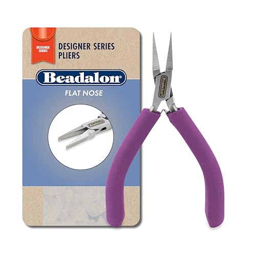 Beadalon Designer Series Flat Nose Pliers, Purple Vinyl-Free Grips, Stainless Steel, Box Joint, Double Leaf Springs, 4.75 in - color: Purple, style: Flat Nose