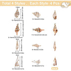 SUNNYCLUE 1 Box 16Pcs 4 Style Electroplate Spiral Seashells Craft Charms Connectors Pendant Conch Shells Charms with Plated Golden Loop Bail for Bracelet Necklace Making Craft Supplies - color: 1 Box 16Pcs Spiral Seashell Charms