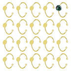 DICOSMETIC 20Pcs Adjustable Blank Ring Golden Pad Ring Base Half Round Cabochon Ring Brass Bezel Trays Rings Open Cuff Ring Finger Ring Settings Component for DIY Rings Making - color: Golden