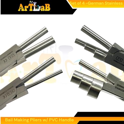 Bail Making Pliers with PVC Grip Handle | for Making S-Hooks, Ear Loops, Jump Loops, Bail, and More - German Stainless Steel (Set of 4 - (J2+J3+J4+J4A)) - size: Set of 4 - (J2+J3+J4+J4A)