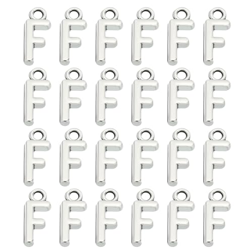 PATIKIL Letter Charm, 50pcs Alphabet Initial Pendant Charm Bulk DIY for Jewelry Making Bracelets Earrings Necklace - style: F