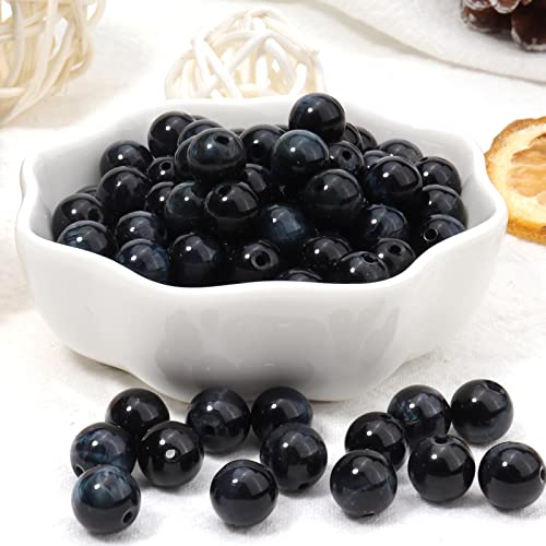 35pcs 10mm Natural Blue Black Tiger Eye Gemstone Beads Energy Healing Crystal Round Loose Stone Beads for Jewelry Making, DIY Bracelets Necklaces - color: Blue Black Tiger Eye, size: 10mm