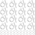 1 Box 60 Sets Bracelet Toggle Clasps and Closures Toggle Jewelry Clasps Alloy Silver t-Bat Connector Clasp with Open Jump Rings for Jewelry Making Necklace Bracelets Supplies Craft DIY - style: Style 4