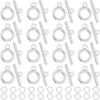1 Box 60 Sets Bracelet Toggle Clasps and Closures Toggle Jewelry Clasps Alloy Silver t-Bat Connector Clasp with Open Jump Rings for Jewelry Making Necklace Bracelets Supplies Craft DIY - style: Style 4