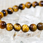 8mm Natural Gemstone Stretch Bracelet, Handmade Unisex Crystal Bracelets for Meditation, Yoga, Spiritual Healing & Positive Energy - color: Golden Tiger Eye