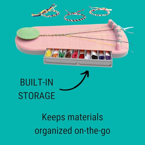 Choose Friendship Bracelet Making Kit – 20 Pre-Cut Threads, Portable Loom with Storage, Makes 8 Bracelets, Craft Gift for Kids Ages 8+, Blush Pink “Macaroon” - color: Macaroon