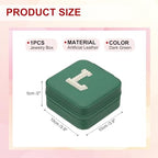 PATIKIL Travel Jewelry Case, L Initial Small Travel Jewelry Box Organizer Rings Earrings Storage Case Personalized Gifts for Women Girls Birthday Christmas Bridesmaid Gifts, Dark Green - style: L