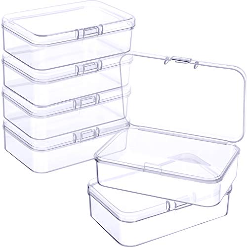 Jetec 6 Pieces Mini Plastic Clear Beads Storage Containers Box for Collecting Small Items, Beads, Jewelry, Business Cards, Game Pieces, Crafts (3.3 x 2.1 x 1 Inch) - size: 3.3 X 2.1 X 1 Inch