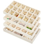 12 Pcs Velvet Jewelry Organizer Trays Set, 4 Styles Stackable Drawer Organizer with Removable Dividers, Storage and Display for Earrings, Necklaces, Bracelets, Rings, Vanity Dresser Storage Box, Beige