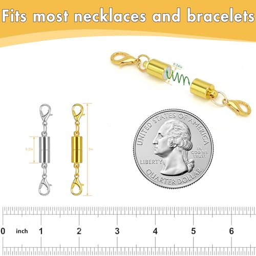 12 Pack Magnetic Necklace Clasps and Closures. Necklace Jewelry Extender with Strong Magnet. Magnetic Necklace Clasp for Jewelry Necklace Bracelet Making. Gold and Silver Plating (Regular) - color: Regular