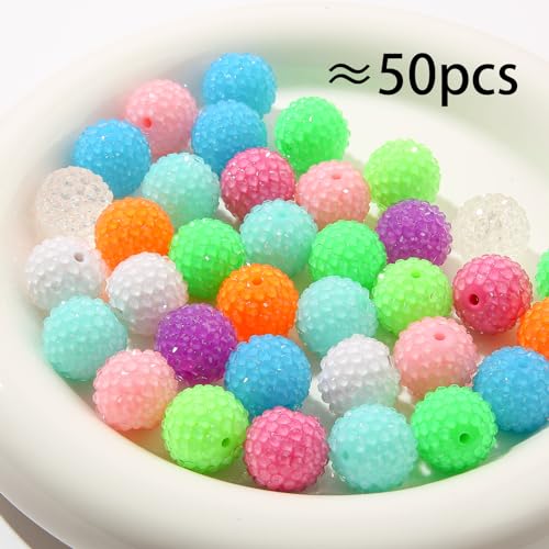 20mm Rhinestone Beads Shine Disco Ball Beads Easter Chunky Bubblegum Beads Crystal Round Beads for Pen Bag Chain Jewelry Making(Style-4) - color: style-4