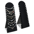 MOOCA 2 Pcs Set Bracelet Necklace Chain Display Pad with 12 Slots, Jewelry Organizer Display with Easel Stand for Chains, 4.5W x 4.9D x 12.2H in, Black Velvet - color: Black,12 Slots