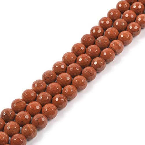 Natural Red Jasper 8mm Gemstone Faceted Round Loose Strand Beads for DIY Necklace Bracelet Jewelry Making 15 Inch - color: Red Jasper