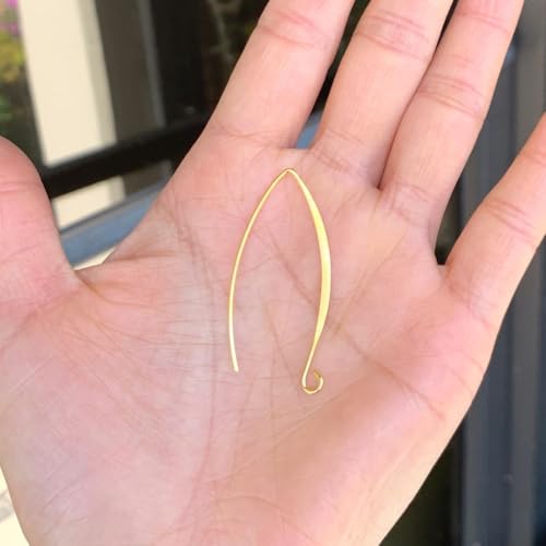 Adabele 100pcs Hypoallergenic Long V Shape Marquise Earring Hooks 45mm 18K Yellow Gold Plated Ear Wire (Strong Wire 0.9mm/19 Gauge) DIY Craft Earrings Jewelry Making250-G - color: Gold