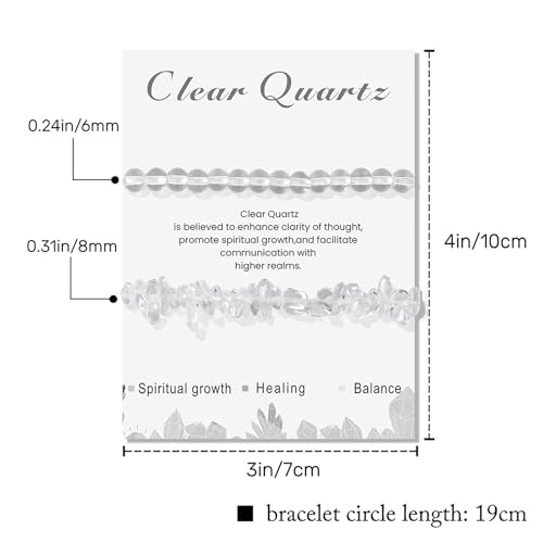 Healing Crystal Bracelets for Women 2 PCS 6mm Natural Stone Bracelet Stretch Crystal Beaded Bracelets Handmade Gemstone Bracelet Jewelry Gifts Christmas Gifts for Women Girls - style: clear quartz