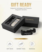 MagnetRX® 3X Strength Magnetic Bracelets for Men – Effective Magnetic Titanium Bracelet for Men – Premium Fold–over Clasp & Adjustable Length with Sizing Tool & Gift Box (Silver/Gold) - color: Silver & Gold (3X Strength)