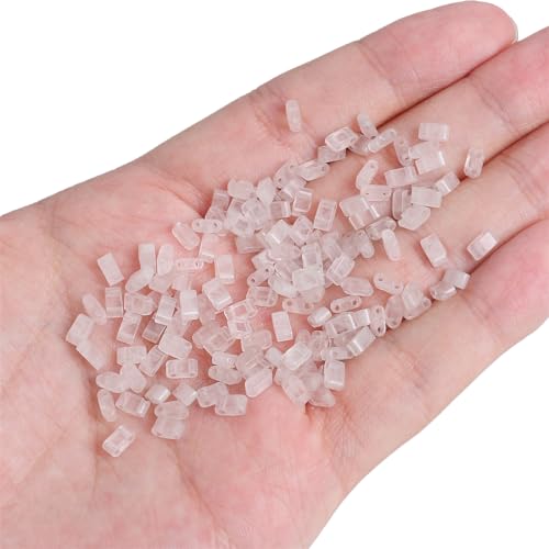 Beadia Natural Rose Quartz Stone Tila Beads 5x2mm Rectangle 2-Hole Spacer Beads for DIY Bracelet Earring Making 15"/Strand - color: Rose Quartz, size: 5x2mm