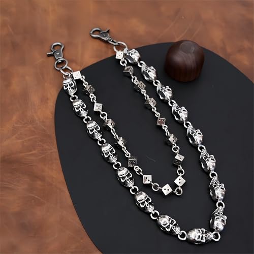 Layered Punk Pants Chain for Men Women, Gothic Hip Hop Jean Chain Wallet Chain Biker Trouser Chain, Goth Emo Fashion Keychain Accessories - color: 2L-Skulls Chain