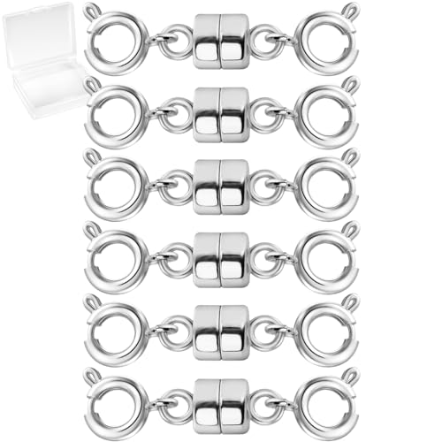 MKCYD Double Magnetic Necklace Clasps and Closures, Necklace Extenders for Women, 14K Gold and Silver Magnetic Jewelry Clasps for Bracelets - color: Silver
