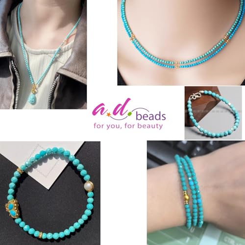 AD Beads Natural Gemstone Diamond-Cut Micro-Faceted 4mm Small Round DIY Necklace Bracelet Jewelry Making Beads (Amazonite) - color: Amazonite