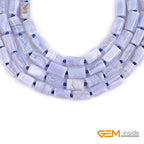 GEM-Inside 31Pcs 8x12mm Natural Blue Chalcedony Stone Gemstone Faceted Freeform Tube Column Chakra Beads for Jewelry Making Full 15" Strand Power Energy Healing - color: Blue Chalcedony
