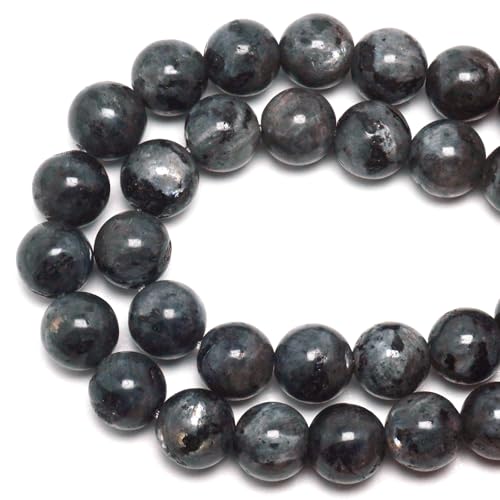 10mm Natural Stone Beads for Jewelry Making - Gemstone Round Loose Beads for Bracelets(35-38pcs, Black Labradorite) - color: Black Labradorite, size: 10mm
