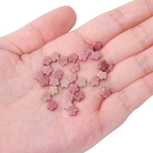 Songxi 60pcs 6mm Rose Plum Blossom Natural Stone Beads for Jewelry Making, Smooth Loose Flower Shape Gemstone Beads for Bracelets Necklace Earrings Making Supplies ﻿ - color: Rose