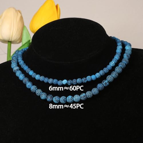 6mm Deep Blue Matte Oxidized Natural Stone Beads Round Loose Beads for Jewelry Making Yochus DIY Beads Bracelet Necklace - color: Deep Blue Matte Oxidized, size: 6mm
