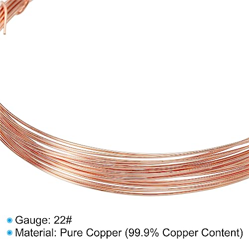 PATIKIL 32.8 Feet Solid Bare Copper Wire, 22 Gauge 99.9% Pure Copper Wire 0.7mm Soft Beading Wire Metal Plant Stem Ties for Jewelry Craft (10m) - size: 0.7mmx10m