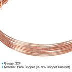 PATIKIL 32.8 Feet Solid Bare Copper Wire, 22 Gauge 99.9% Pure Copper Wire 0.7mm Soft Beading Wire Metal Plant Stem Ties for Jewelry Craft (10m) - size: 0.7mmx10m