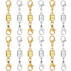 12PCS Magnetic Necklace Clasp and Closures with Double Lobster Clasp, 14K Gold & Silver Jewelry Extenders for Women Necklaces, Bracelets & DIY Crafts - color: 6pcs gold6silver