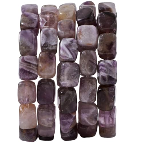 Natural Large AmethystCube Stone Beads 8x11mm 38cm/str Loose Semi Gemstone Stone Square Beads for Making Bracelets Necklace - color: Amethyst
