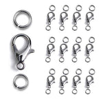 AD Beads 50 Pieces Lobster Claws Clasps Plus 100 Pieces 7mm Open Jump Rings Suitable for Necklace Bracelets Jewelry (8x15mm, Gunmetal) - color: Gunmetal, size: 8x15mm