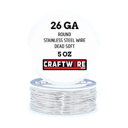 Solid Bare Stainless Steel Wire Round Selection, Dead Soft, 5OZ, 26 Gauge. - color: Stainless Steel, size: Stainless Steel 5 OZ - 26 GA