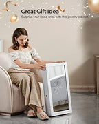 SONGMICS Lockable Jewelry Cabinet Armoire with Mirror, Wall-Mounted Space Saving Jewelry Storage Organizer, White UJJC51WT - color: White, style: Essential Capacity