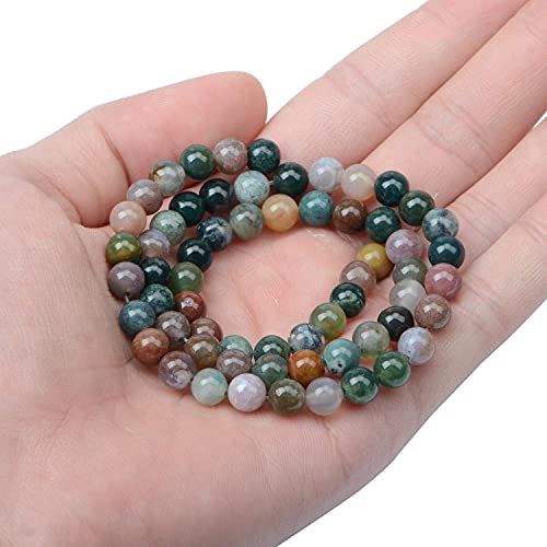AD Beads Natural Gemstone Round Loose Beads 15" for Bracelet Necklace Earrings Jwelery Making Crafts DIY (4mm, Indian Agate) - color: Indian Agate, size: 4mm