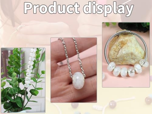 White European Craft Beads for Jewelry Making - Large Hole Resin Beads for DIY Charm Bracelets, 140pcs 14mm Rondelle Slide Charms (PT412) - color: PT412 White Mica-shaped bead