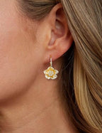Mameloly Flower Earrings for Women Dainty 14K Gold Plated White Freshwater Pearl Stud Earrings Hypoallergenic - color: CZ Flower