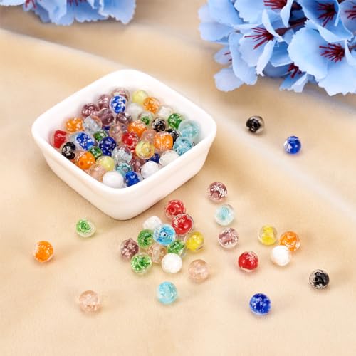 Elecrelive 100Pcs Round Glow in The Dark Glass Beads 8mm Luminous Round Lampwork Beads for DIY Bracelet Necklace Earring Jewelry Making - color: Mix Colors