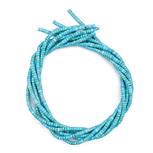BEADIA Natural Blue Turquoise Spacer Beads Caps Loose Semi Gemstone for Beading Jewelry Making 4mmx2mm 38cm - color: Blue Turquoise, size: Round 4mm x 2mm