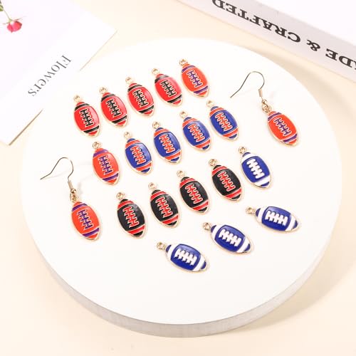 20PCS Sports Charms Enamel Basketball Baseball Pendant Charms for Jewelry Making Rhinestone Ball Game Softball Charms for Necklace Bracelet Earrings DIY Crafts - color: Set 9