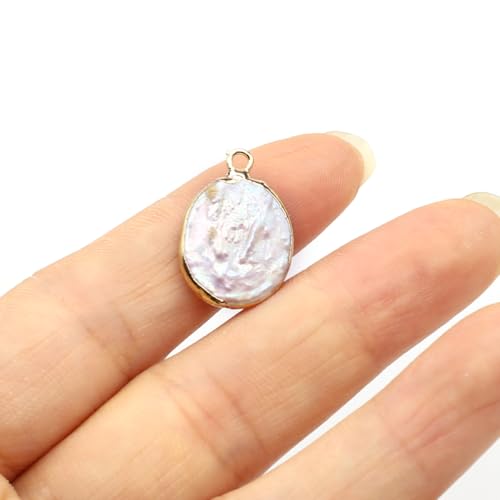 5 Pcs Natural Pearl Pendants Irregular Freshwater Pearl Pendant Charms for Jewelry Making Necklace Bracelet DIY Gift - color: oval