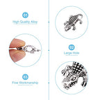 Fashewelry 50Pcs Large Hole Silver Crocodile European Spacer Beads Tibetan Metal Animal Alligator Charm Beads 24x15mm for Snake Chain Men Jewelry Making - color: Antique Silver Crocodile
