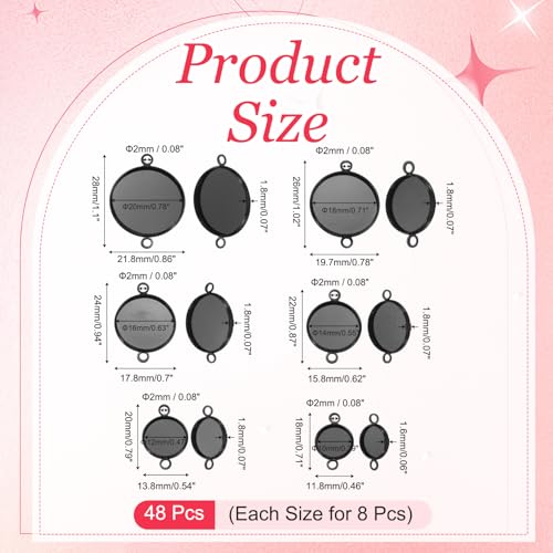 PATIKIL Pendant Trays for Jewelry Making, Blank Pendants Iron Double-hanging Bezel Settings Flat Base for Necklace Bracelet Charm - color: Black Tone