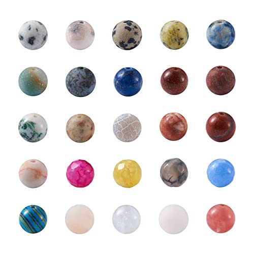 Craftdady 8mm Natural Stone Beads 250pcs Mixed Round Gemstone Quartz Agate Jasper Loose Spacer Beads for DIY Bracelet Necklace Jewelry Craft - color: Mixed Color Mixed Style