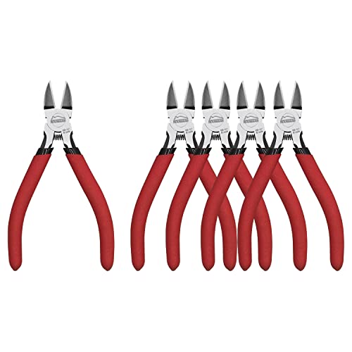 Wire Cutters 5 Pack, 5 Inch Wire Cutters Set, HOUSERAN Side Cutters Flush Cut Pliers, Spring Loaded Cutting Pliers with Non-slip Red Handle, Dikes Wire Cutters Snips for Model Kits, Crafting, Zip Ties - color: 5 Pack Wire Cutters