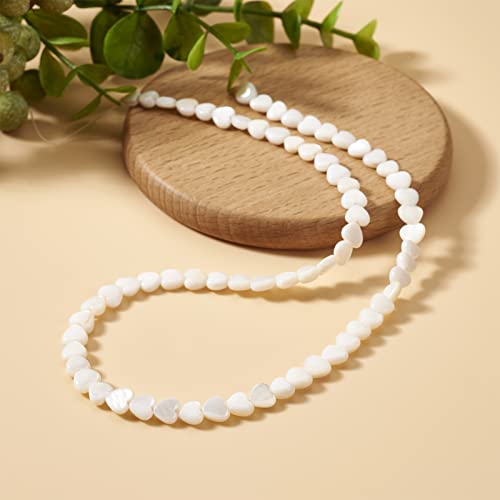 Fashewelry 62pcs Heart Freshwater Shell Beads 6mm Tiny White Heart Shell Charm Seashell Summer Beach Beads for DIY Crafts Valentines Day Necklace Bracelet Earring Jewelry Making Supplies - color: 1-White, 6x6mm