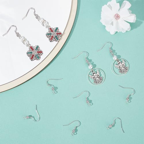 SUNNYCLUE 1 Box 100Pcs Earring Hooks Hypoallergenic Earring Findings Real Platinum Plated Brass Fish Hook Ear Wires with Filigree Round Ball French Earring Hook for Jewelry Making Supplies Women - color: 100pcs Platinum Plated Earring Hooks With Filigree